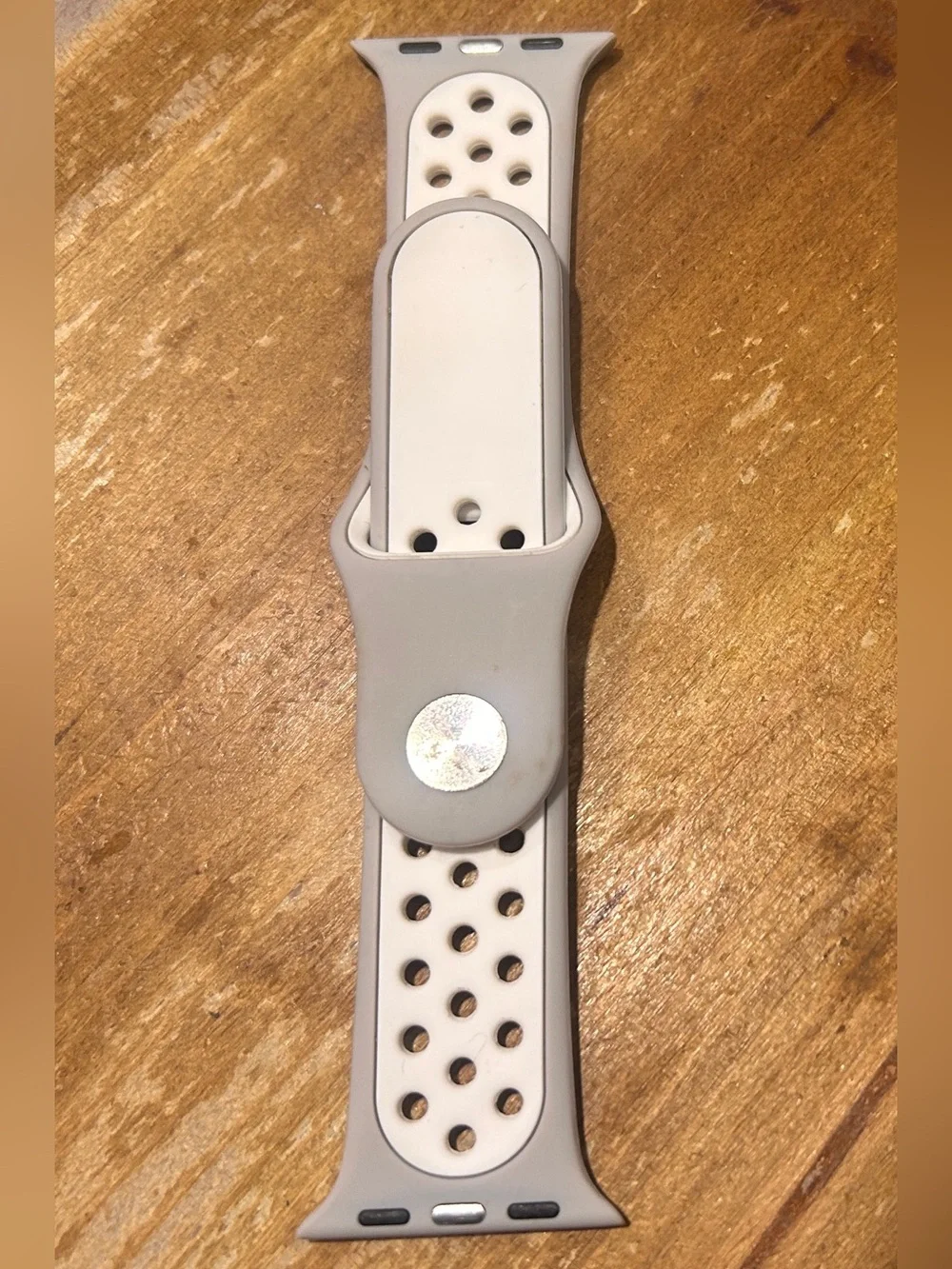 Silicone Sport Apple Watch Band - Light Gray & White